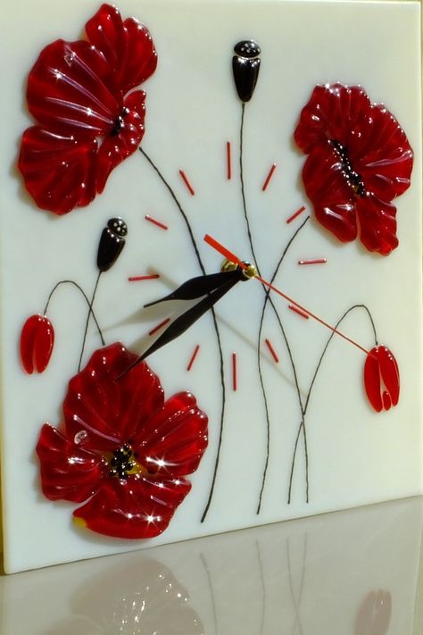 Fused Glass Clocks Design, Glasses Painting, Resin Tips, Tick Tock Clock, Square Clock, Glass Wall Clock, Resin Clock, Square Clocks, Clock Handmade