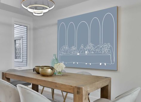 Last Supper Art, Dining Room Artwork, Biblical Artwork, Modern Christian Art, Bible Wall Art, Horizontal Wall Art, Christian Prints, Christian Artwork, Last Supper