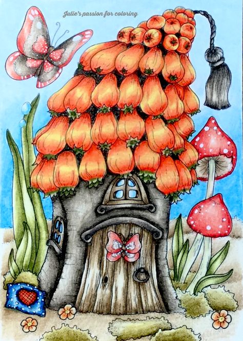 Believe In Fairies, Joanna Basford Coloring, Fantasy Town, Colored Pencil Techniques, Fairy Coloring, Basford Coloring, Coloring Tutorial, Fantasy House, Coloring Book Art