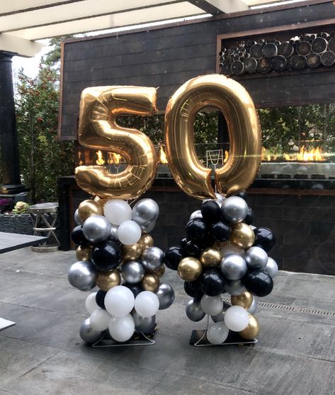 Dads 50th Birthday Party, 50th Bday Ideas For Men Decor, Outside 50th Birthday Party Ideas, 40th Balloon Ideas For Men, Birthday 50 Men Decoration, Birthday Party 50th Men, Mom 50th Birthday Ideas Decoration, 60th Birthday Party Men, Big 50 Birthday Party Ideas