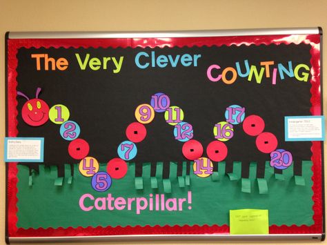 Kindergarten Bulletin Board The Very Hungry Caterpillar Counting bulletin board Elementary school board www.dbu.edu Interactive Math Bulletin Boards Kindergarten, Pre K Math Bulletin Board Ideas, Counting Bulletin Board Ideas, Number Bulletin Board Preschool, Interactive Bulletin Boards Kindergarten, Literacy Bulletin Board Ideas Preschool, Preschool Math Bulletin Board Ideas, Numbers Bulletin Board Ideas, Kindergarten Math Bulletin Board Ideas