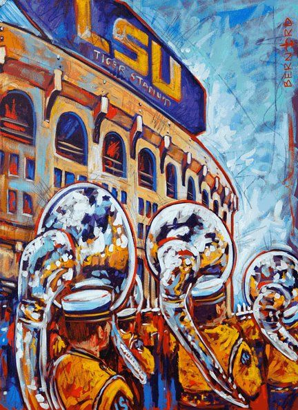 Lsu Painting, Lsu Stadium, Lsu Tigers Art, Lsu University, Lsu Tigers Logo, Lsu Game, Lsu Fans, Stadium Art, Tiger Stadium