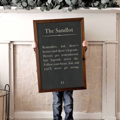 Sandlot Quotes, Smallwood Home, Baseball Bedroom, Baseball Room, Chalkboard Print, Sandlot, The Sandlot, Sports Room, Wood Frame Sign