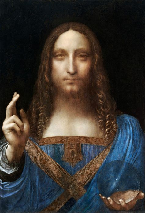 Salvator Mundi by Leonardo da Vinci, circa 1500, Louvre Abu Dhabi Most Expensive Painting, Savior Of The World, Expensive Paintings, Easy Diy Paint, Religious Wall Art, Paint By Number Kits, Religious Art, Paint By Number, Abu Dhabi