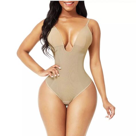 Shaper Body Plunge Waist Slimmer Adjustable Straps Tummy - Etsy Low Back Shapewear, Waist Slimmer, Slim Bodysuit, Full Body Suit, Deep Plunge, Shapewear Bodysuit, Cute Jeans, Body Shapers, Slim Waist