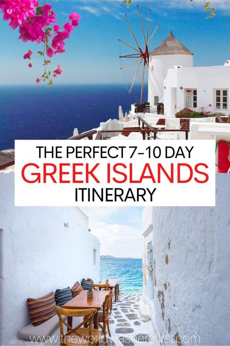 This Greek islands itinerary will help you plan the perfect route for island hopping around the Cyclades. Greece Travel Itinerary Grecia Santorini, Greek Islands Vacation, Breathtaking Sunsets, Greek Islands To Visit, Greece Destinations, Greek Island Hopping, Best Greek Islands, Trip To Greece, Greek Vacation