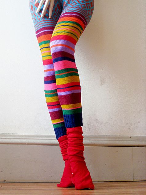 Stripe Club by ALL Knitwear Grandma Fashion, Stocking Tights, Thigh High Socks, Best Leggings, Striped Leggings, Mode Inspo, Fashion Socks, Fashion Aesthetic, Cool Socks