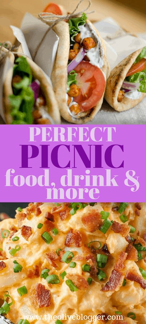 The Perfect Picnic (Food, Drinks & More) - The Olive Blogger Picnic Basket Food, Perfect Picnic Food, Best Picnic Food, Easy Picnic Food, Picnic Date Food, Healthy Picnic, Summer Picnic Food, Picnic Desserts, Picnic Menu