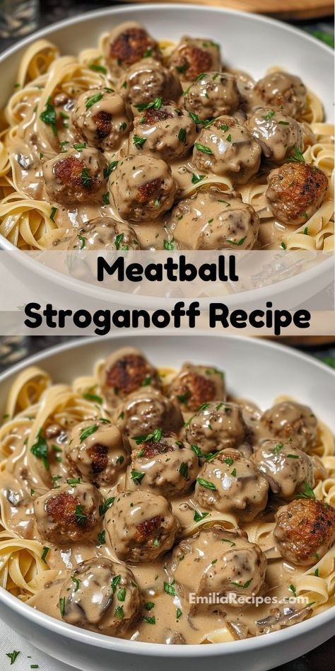 Looking for meatball recipes easy to make? Our Meatball Stroganoff Recipe is ideal! This ground beef recipe for dinner combines tender meatballs with a delicious stroganoff sauce, making it a standout meal. Meatball Stroganoff Recipe, Beef And Pork Meatballs, Meatball Stroganoff, Ground Beef Meatballs, Ground Beef Recipe, Tasty Meatballs, Stroganoff Recipe, Meatballs Easy, Beef Meatballs