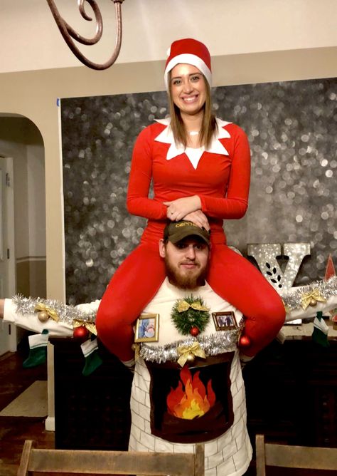 Diy Couples Christmas Sweaters, Funny Christmas Outfits For Couples, Christmas Couple Outfits Party, Couple Ugly Sweater Ideas, Couples Ugly Christmas Sweaters Diy, Diy Ugly Christmas Sweater Couples, Couples Christmas Party Outfits, Couples Ugly Sweater Ideas, Igly Christmas Sweaters