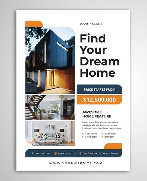 PSD Property Flyer Design To Let Board For Rent, Property Flyer Design, Real Estate Flyer Design, Real Estate Banner, Real Estate Advertising, Flyers Design, Architecture Portfolio Design, Ads Creative Advertising Ideas, Flyer Design Layout