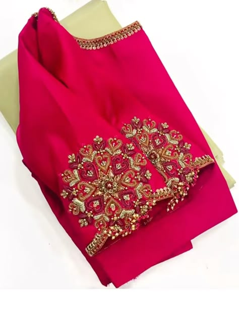 Ramagreen Colour Blouse Designs, Tread Work Blouse Designs Latest, Pink Blouse Designs, Work Blouse Designs, Maggam Blouse, Silk Saree Blouse Designs Patterns, Kids Blouse Designs, New Saree Blouse Designs, Latest Model Blouse Designs