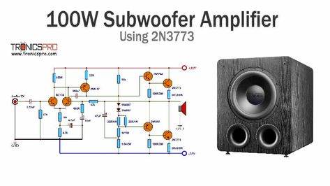 Subwoofer Amplifier Circuit 100W using 2N3773 Amplifier Circuit Diagram, Electronics Projects For Beginners, Basic Electronic Circuits, Mini Amplifier, Diy Amplifier, Subwoofer Amplifier, Powered Subwoofer, Electronic Schematics, Electronic Circuit Projects