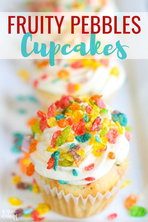 Cereal Cupcakes Ideas, Cereal Cupcakes, Fruit Pebbles, Fruity Pebble Cupcakes, Fruity Pebble, Pebbles Cereal, Baking List, Cracker Cookies, Brunch Food