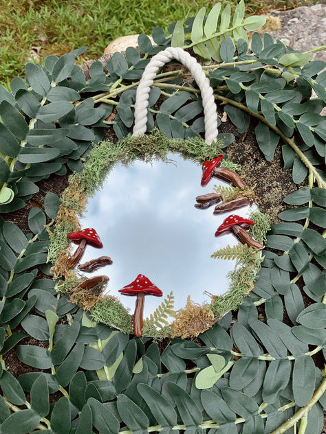 #cottagecore #fairycore #fairydecor #witchy #mushroom #mossy #mushroomcore #goblincore #plantlover #nature #uniquegift #etsyfind #forest #mirror #wallhanging #bohemian #bohemianhome #witchygift #roundmirror #nurserydecor #galleryart Mushroom Mirror, Forest Mirror, Moss Mirror, Witchy Mushroom, Fairy Mushroom, Mushroom Crafts, Faux Moss, Tin Can Crafts, Fairy Decor