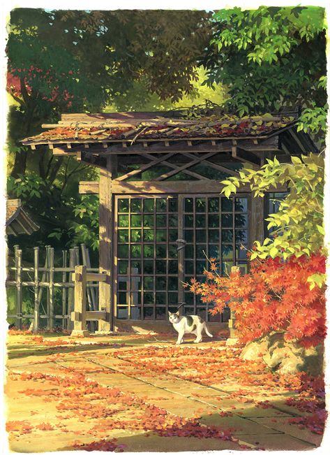 Background Painting the Studio Ghibli Way w/ Yohichi Nishikawa Studio Ghibli Cottagecore, Ghibli Studios Aesthetic, Studio Ghibli Landscape Backgrounds, Aesthetic Studio Ghibli Scenes, Studio Ghibli Garden, Studio Ghibli Paintings, Ghibli Garden, Studio Ghibli Stills, Studio Ghibli Landscape