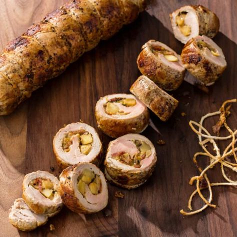 Pork Tenderloin Roulade with Bacon, Apple and Gruyere | Pretty tasty, but need to be careful trimming the tenderloin. Cooks Country Recipes, Donut Toppings, Cookie Toppings, Caramel Tart, Milk Street, Country Magazine, America's Test Kitchen Recipes, Pork Tenderloin Recipes, Cooks Illustrated