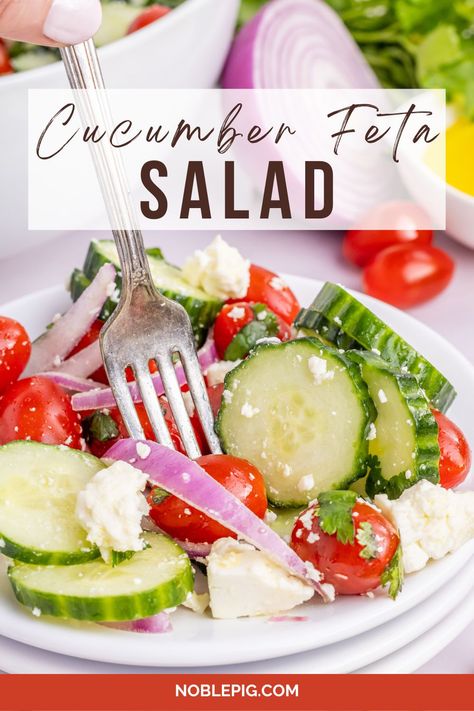 cucumber salad Nana Bread, Cucumber Feta Salad, Feta Recipe, Edamame Salad, Feta Recipes, Healthy Shrimp, Cold Pasta, Refreshing Salad, Strawberry Salad