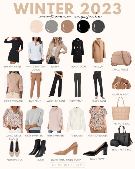 Mom Summer Outfits, Business Capsule Wardrobe, Recruiter Mom, Winter Workwear, Workwear Capsule Wardrobe, Traveling Aesthetic, Workwear Capsule, Capsule Wardrobe Women, Mom Travel