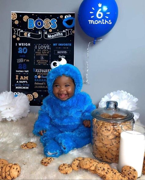 6 Month Baby Picture Ideas Boy, 6 Month Baby Picture Ideas, Cookie Monster Birthday, Black Baby Boys, Baby Photoshoot Boy, Baby Boy Pictures, Cute Black Babies, Half Birthday, Baby Planning