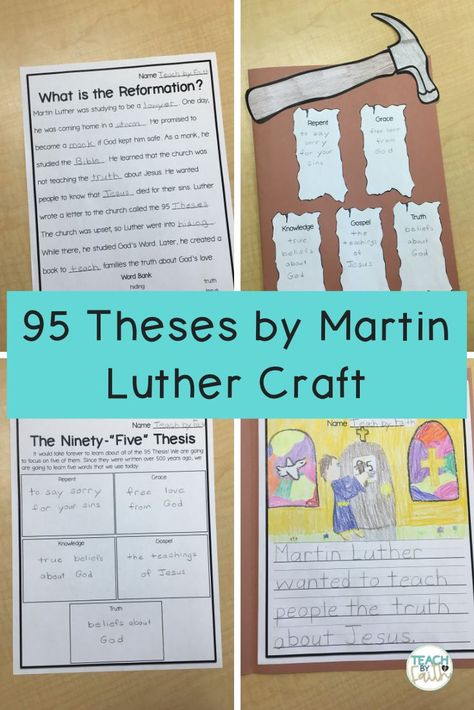 95-theses-by-martin-luther-craft Martin Luther 95 Theses, Reformation Day Printables, Reformation Sunday School Activities, 95 Theses Martin Luther, Reformation Activities For Kids, Reformation Crafts For Kids, Reformation Day Crafts, Reformation Day Activities, Reformation Day For Kids