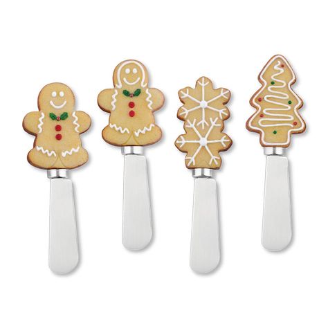 5290 4-Piece Sugar Cookies Resin Cheese Spreader, Assorted Strawberry Kitchen, Gingerbread Lady, Cheese Spreaders, Man Cookies, Festive Cookies, Butter Spreader, Painted Resin, Christmas Sugar Cookies, Cookie Designs