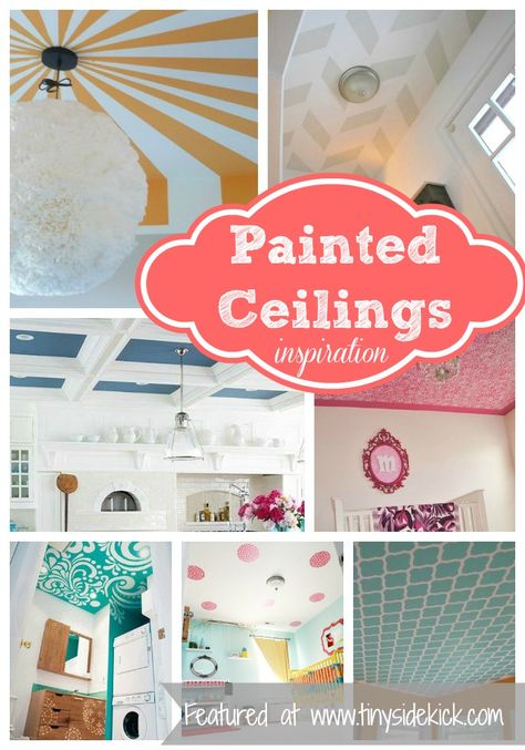 So many ways to dress up your ceilings with paint!… Painted Ceilings, Ceiling Painting, Painted Ceiling, Kids' Room, Ceiling Design, Decorating Tips, House Painting, Girl Room, Diy Painting