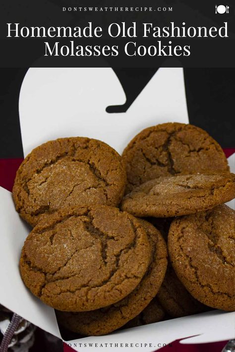 Old Fashioned Rolled Molasses Cookies are a traditional holiday cookie recipe. Slightly crisp outside and chewy tender inside! #christmascookies #christmas #holiday #molasses #cookieswap Rolled Molasses Cookies, Crunchy Molasses Cookies, Amish Molasses Cookies Recipe, Old Fashion Molasses Cookies Recipe, Old Fashioned Molasses Cookies Soft, Crispy Molasses Cookies, Molasses Taffy Recipe, Old Fashion Molasses Cookies Soft, Old Fashioned Molasses Cookies