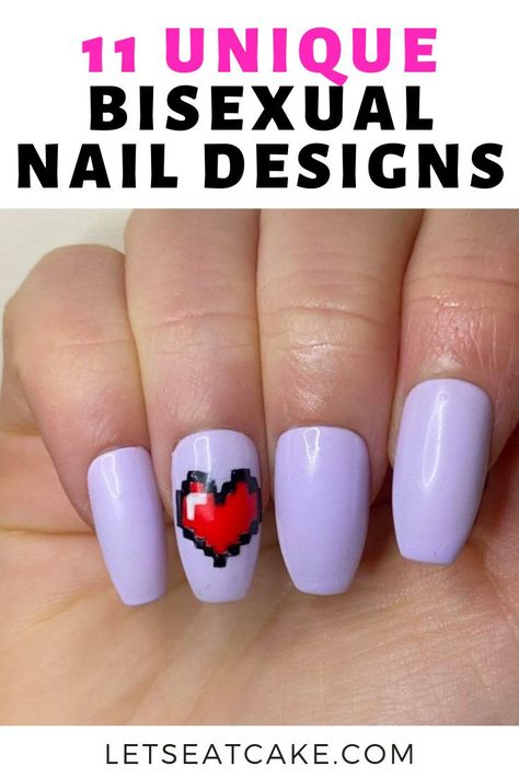 Let your bi Pride flag fly with these bisexual nail art designs. They're perfect for celebrating pride month all year long! Celebrate pride month with these creative nail ideas! Subtle Bi Pride Nails, Bi Nail Ideas, Bi Pride Nails Designs, Bisexual Nail Ideas, Bi Flag Nails, Pride Nails Short, Bi Nails, Bisexual Nails, Bi Pride Nails