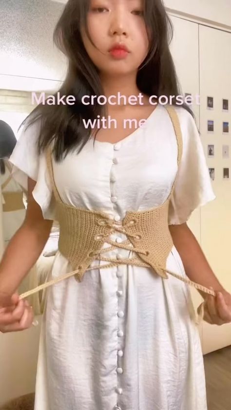 Crochet Clothes Corset, Crochet A Corset Top, Knitted Corset Pattern, Knit Corset Top Pattern, Underbust Crochet Corset Pattern, Crochet Top Outfit Modest, How To Crochet A Corset, Crochet Stays Corset, Crochet Corset Tutorial