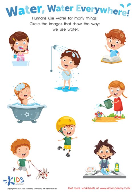 Water Uses Kindergarten, What Do We Use Water For Preschool, Use Of Water Worksheet, Water Uses Worksheet, Theme Water Preschool Activities, Uses Of Water Images, Water Kindergarten Activities, Uses Of Water Chart For Kids, Uses Of Water Worksheet For Kindergarten