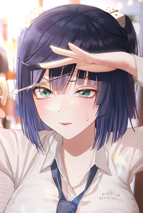 Hair Cut, Blue Hair, A Girl, Bar, On Twitter, Twitter, Hair, Anime, Blue