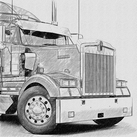 Dump Truck Drawing, Automotive Illustration, Bike Illustration, Greek Mythology Tattoos, Cool Car Drawings, Truck Coloring Pages, Cars Coloring Pages, Dark Art Tattoo, Kenworth Trucks