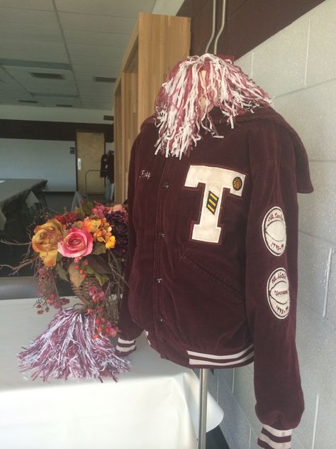 Display letterman coat on mannequin Letterman Jacket Display Grad Parties, Letterman Patches Display, Letterman Jacket Graduation Pictures, 50s Letterman Jacket, High School Letterman Jacket, School Jacket, Retail Store Display, High School Reunion, Reunion Ideas