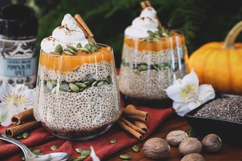 Chia Seed Pudding Recipe With Pumpkin Spice Recipe With Pumpkin, Chia Seed Pudding Recipe, Fruit Butters, Chia Pudding Recipe, Chia Seed Recipes Pudding, Seed Recipes, Leftover Pumpkin, Happy Autumn, Mountain Rose