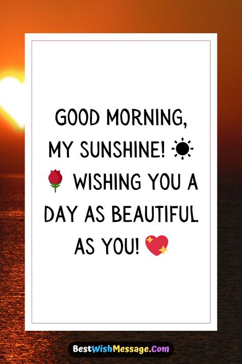 Brighten her day with sweet and heartfelt good morning messages that will make her heart melt 💕✨. Start her morning with love, joy, and thoughtful words she'll never forget. 🌅💌 #GoodMorningMessages #FallInLove #RomanticTexts #MorningLoveNotes Sweet Good Morning Text For Her, Good Morning Sweetie, Morning With Love, Good Morning For Her, Sweet Words For Her, Good Morning Love You, Romantic Good Morning Messages, Romantic Texts, Happy Morning Quotes