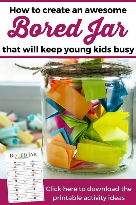 Bored Jar for kids: Do you want to have some inspiration every time your child gets bored? Here is how to create a bored jar for young kids and enjoy a lot of activity ideas! --- Bored Jar for young kids | Bored Jar for toddlers | Bored jar for preschoole Ideas For Boredom, Boredom Busters For Adults, Boredom Jar, Boredom Quotes, Jar Activities, Bored Jar, Children Activities, Work Diy, Boredom Busters