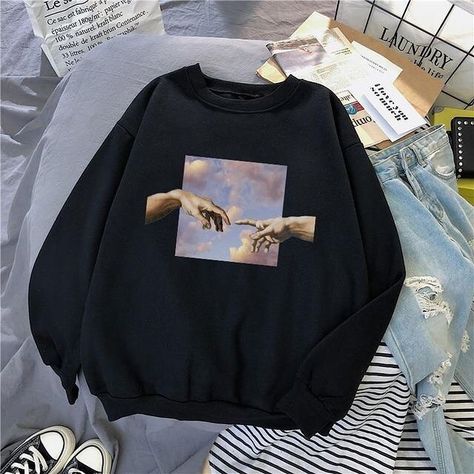 Accessories and all shop on Instagram: “🤯MICHELANGELO PAINTING SWEATSHIRT 🖼 💸ONLY FOR 20.99🛍 ‼️CHECK BIO☝🏻 #fashiongram #womensfashion #fashionpost #fashiondesigner #highfashion…” Painting Michelangelo, Paint Sweatshirt, Painted Clothes Diy, Hoodie Diy, Denim Ideas, Custom Denim, Painted Clothes, Jeans Diy, Streetwear Women