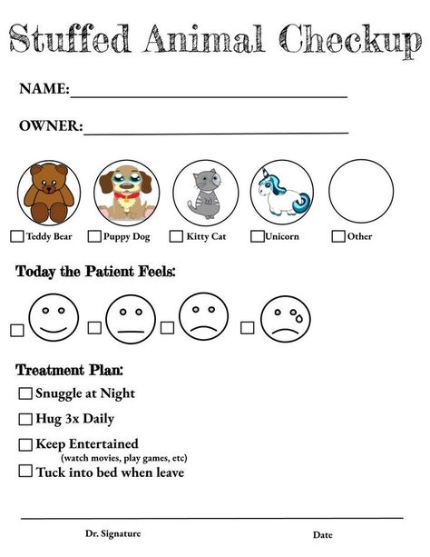 Exam Checklist, Teddy Bear Clinic, Pretend Play Printables, Teddy Bear Puppies, Child Life Specialist, Library Themes, Preschool Programs, Dramatic Play Centers, Theme Days