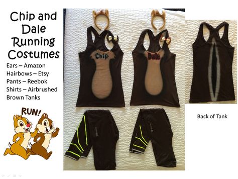 Chip and Dale Running Costume from Disneyland Half Marathon 2014 Chip And Dale Costume Diy, Chip And Dale Running Costume, Chip And Dale Costume, Rundisney Outfits, Marathon Ideas, Rundisney Costumes, Disney Running Outfits, Disney 5k, Disneyland Half Marathon