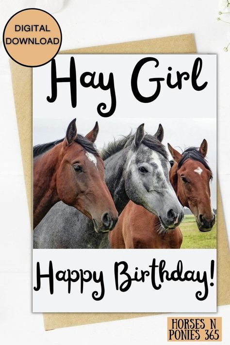 Birthday Card Printable, Downloadable Birthday Cards for Horse Lovers, Equestrian Gifts for Men or Women, Horse Owner Birthday Greeting Card Equestrian Birthday, Happy Birthday Animals, Birthday Animals, Lover Birthday, Horse Cards, Horse Birthday, Equestrian Gifts, Birthday Message, Happy Birthday Greeting Card