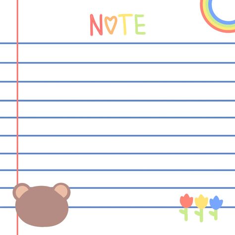 Flower Bear, Note Memo, Rainbow Flower, Cute Rainbow, Rainbow Flowers, Memo Pad, Bullet Journal Inspiration, Note Paper, Aesthetic Stickers