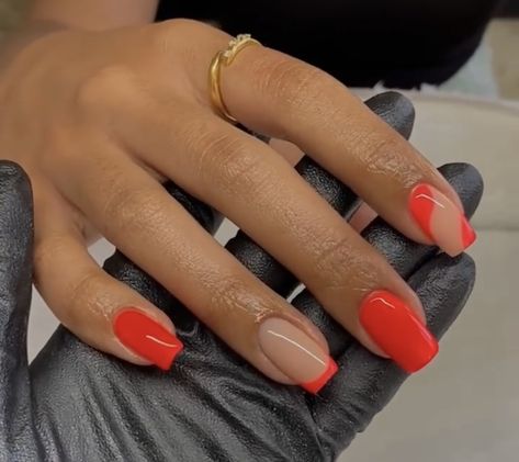 Dark Orange Nails, Dark Skin Nail Polish, Dark Skin Nail Color, Painted Ideas, Fingernails Painted, Orange Nail Designs, Gel Toe Nails, French Manicure Nails, Simple Gel Nails