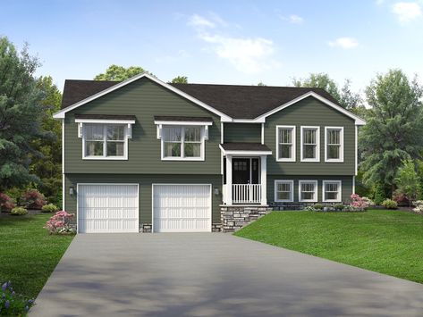 Georgetown II Floor Plan: Split-Level Custom Home - Wayne Homes Bilevel Floor Plans, Split Level House Exterior, Split Level Floor Plans, Split Level House Plans, Wayne Homes, Interactive Floor, Interior Floor Plan, Craftsman Exterior, Split Level House