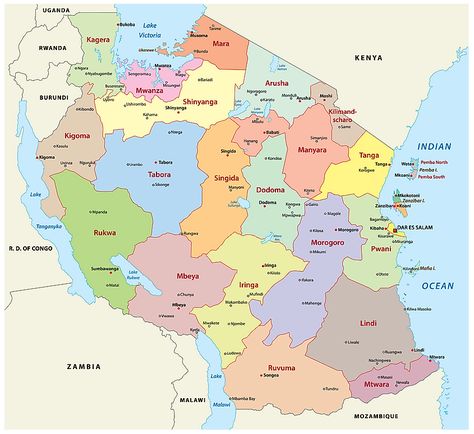 Regions of Tanzania Map Map Of Tanzania, Mbeya Tanzania, Tanzania Map, Africa Outline, African Vibes, Bts Cake, Lake Tanganyika, Imaginary Maps, African Map