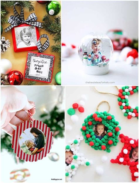 Home Made Picture Ornaments, Christmas Ornament Picture, Diy Christmas Ornaments Pictures, Photo Christmas Tree Ornaments, Popsicle Stick Photo Ornaments, Diy Ornaments With Pictures, Diy Picture Ornaments Christmas, Diy Photo Ornaments Christmas, Kids Ornament Craft Picture