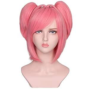 ColorGround Short Pink Cosplay Wig with 2 Clips Ponytails for Girls and Women Wig Pigtails, Pink Cosplay, Carnival Halloween, Clip In Ponytail, Pink Wig, Cap Fits, Best Wigs, Kawaii Fashion Outfits, Long Wigs