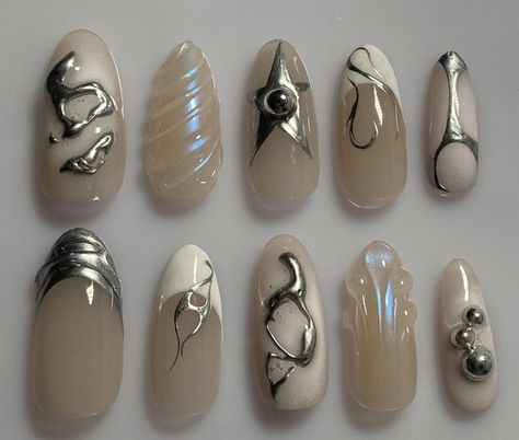 2024 Nails, Punk Nails, Grunge Nails, Y2k Nails, Pretty Gel Nails, Cuticle Pusher, Dream Nails, Fire Nails, Funky Nails