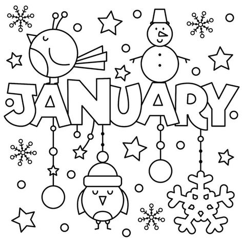 January Coloring Pages - Best Coloring Pages For Kids Winter Coloring Sheets Free Printable, Monthly Coloring Pages, January Coloring Pages, January Colors, New Year Coloring Pages, January Crafts, Coloring Pages Winter, Winter Preschool, Bullet Journal Doodles