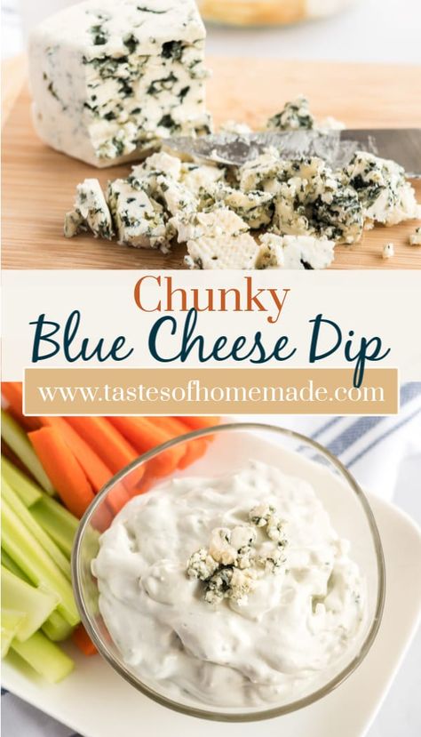 Chunky Cheese, Easy Queso, Blue Cheese Dressing Recipe, Blue Cheese Recipes, Veggie Platter, Dip Easy, Blue Cheese Dip, Blue Cheese Dressing, Creamy Dip